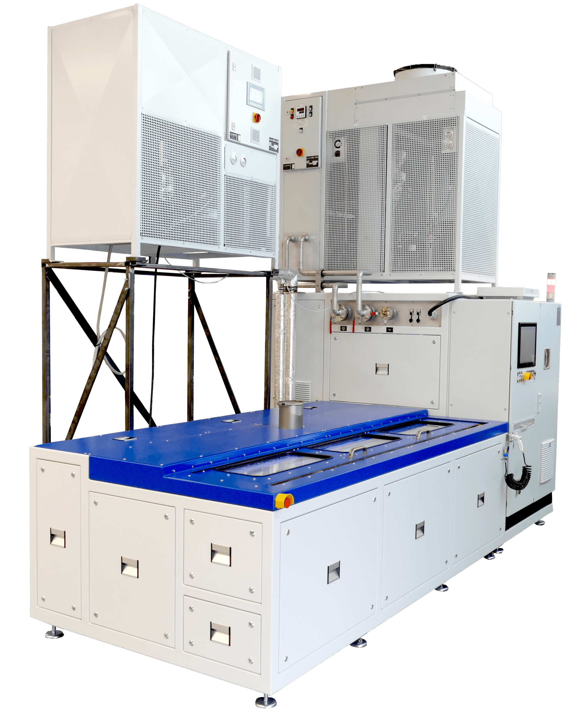 custom pressure cycle test rig with unique design, cooling systems and large chamber for pipes, tubes and hoses by Poppe + Potthoff Maschinenbau